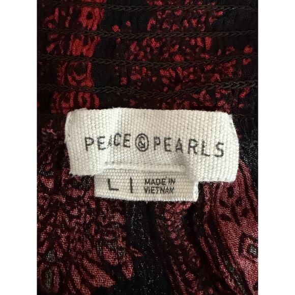 Peace & Pearls Boho Wide Leg Pants Womesn Large Hippie Festival Grunge Stretchy - Picture 5 of 11